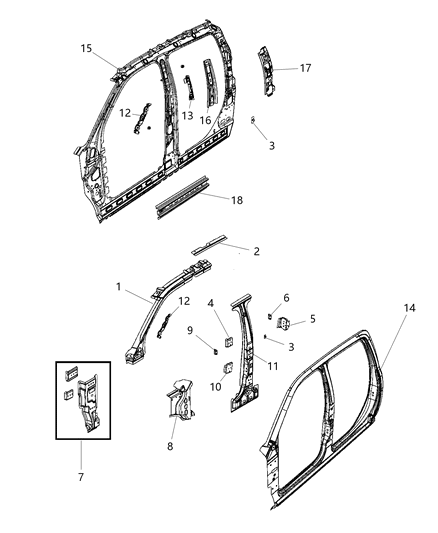 1996 Dodge Stealth Panel Bodyside Aperture Outer Complete Diagram for 68145097AA