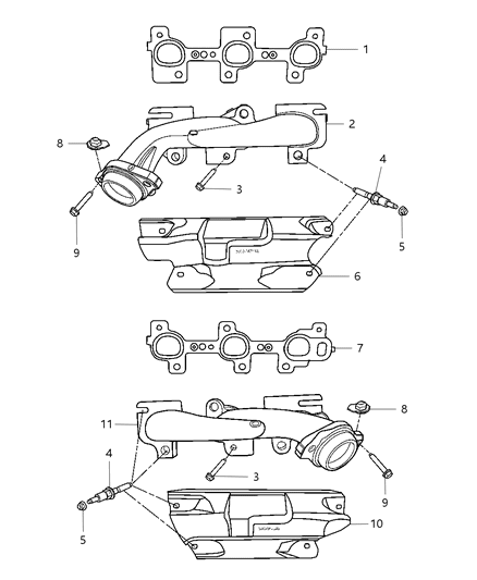Gasket Exhaust Manifold Diagram for 53013932AA