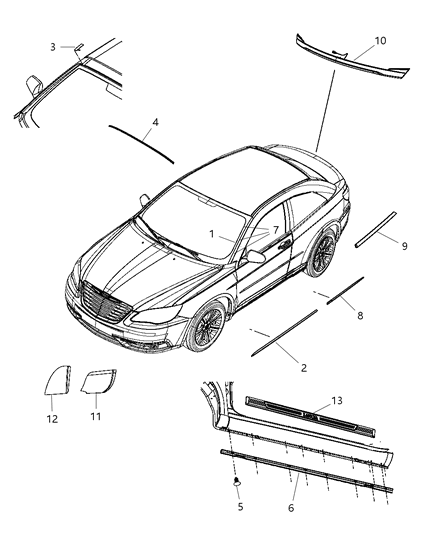 Molding Quarter Outside Belt Diagram for 5303680AE