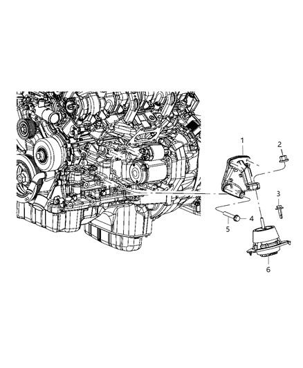 2015 Jeep Wrangler Isolator Engine Mount Diagram for 52124671AD