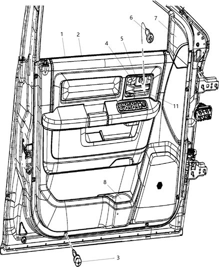 2015 Ram 3500 Panel Front Door Trim Diagram for 5PN24DX9AA
