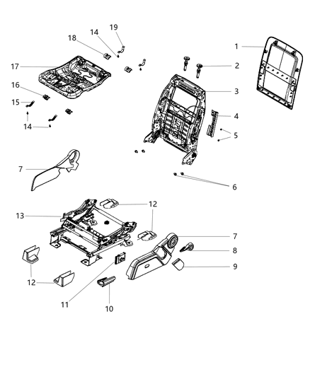 Panel Seat Back Diagram for 1KQ61DX9AA