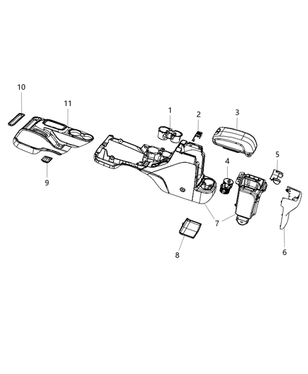 Lid Center Console Storage Diagram for 68089579AA
