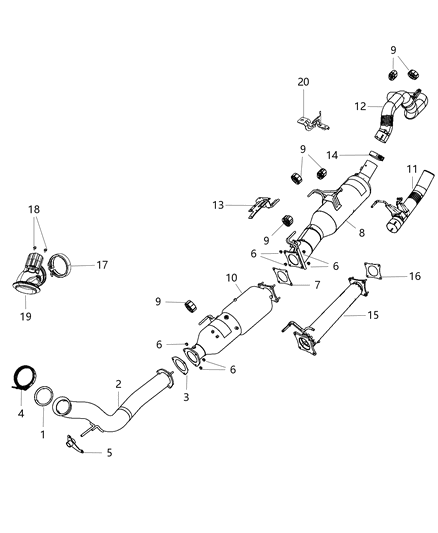 Pipe Exhaust Front Diagram for 68087111AE