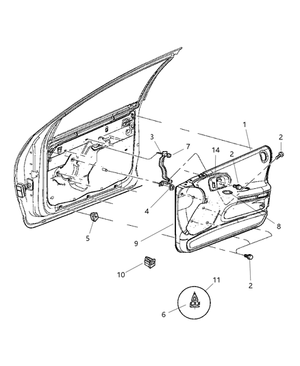 Panel Front Door Trim Diagram for TL63LAZCA