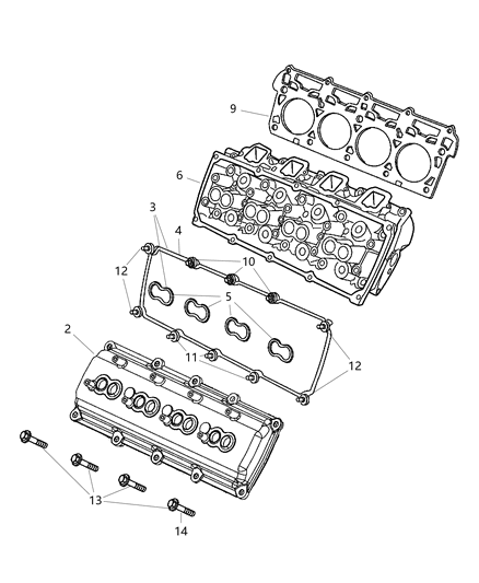 2004 Dodge Durango Gasket Kit Cylinder Head Cover See Note Diagram for 5114179AA