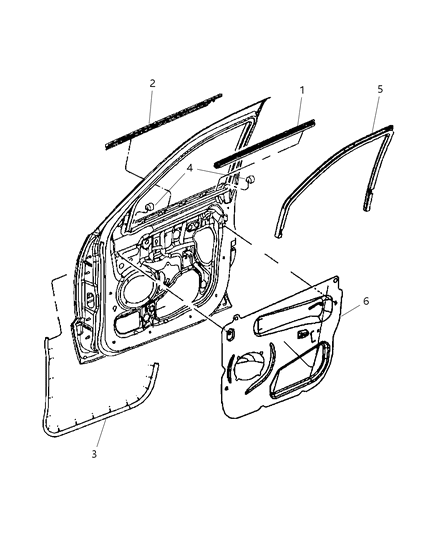 Seal Front Door Glass Diagram for 55394053AK