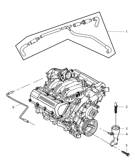 Tube Crankcase Vent To Air Cleaner Diagram for 53013757AA
