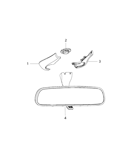 2002 Dodge Ram 2500 Mirror Inside Rearview Diagram for 57010496AE
