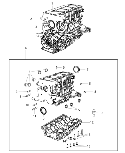 Engine Short Block Diagram for 68149733AA