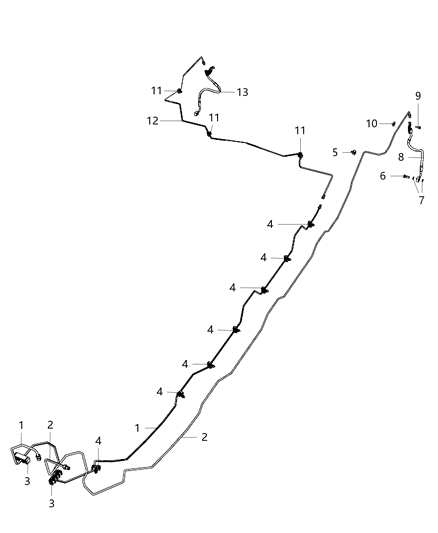 Tube Brake Hydraulic Control Unit To Rear Crossover Tube Diagram for 68292440AA