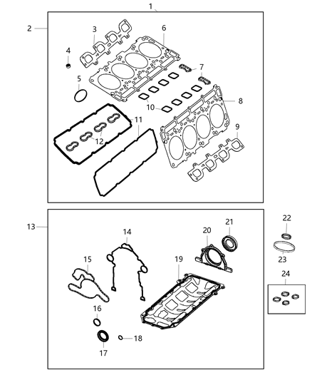 1987 Dodge Shadow Gasket Exhaust Manifold for Long Block Engine Install Kit Diagram for 4893869AA