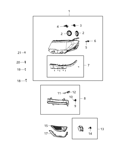 Lamp Front Fog Right And Left Diagram for 68353533AA