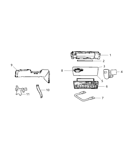 1987 Jeep Wagoneer Door Glove Box Diagram for 1MA361D5AA