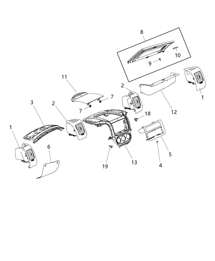 2020 Ram ProMaster 3500 Bezel Hood Diagram for 1YB39JXWAA