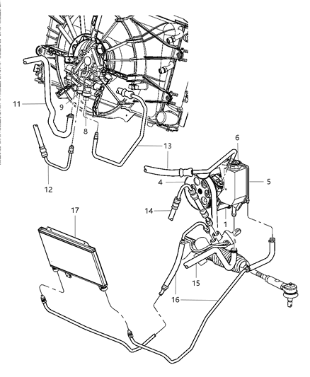 Line Power Steering Fan To Steering Gear Diagram for 5290351AD
