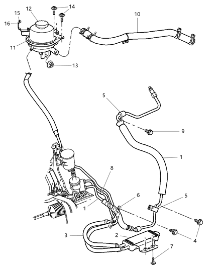 Line Power Steering Return Diagram for 4743473AE