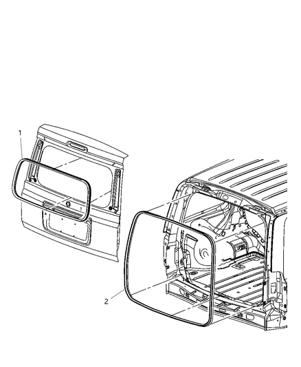 1996 Jeep Grand Cherokee Weatherstrip Liftgate Glass Diagram for 55369015AF