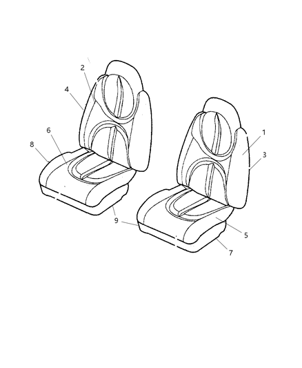 2002 Dodge Durango Cushion Front Seat Driver , (Includes Cover, Pad, Recliner) Diagram for XB511DVAA