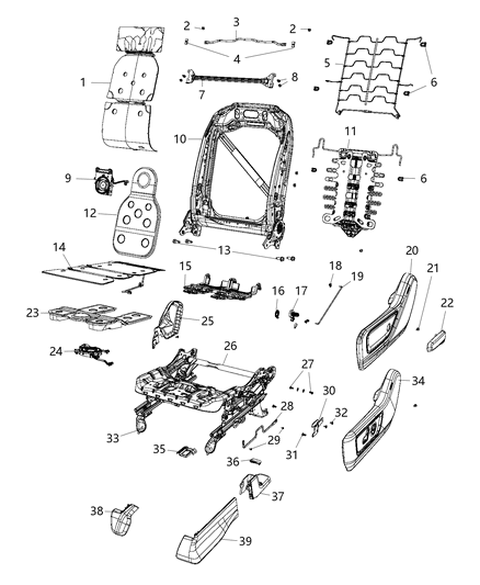 Clip Retaining Bottom Of Fold Flat Link Diagram for 68349484AA