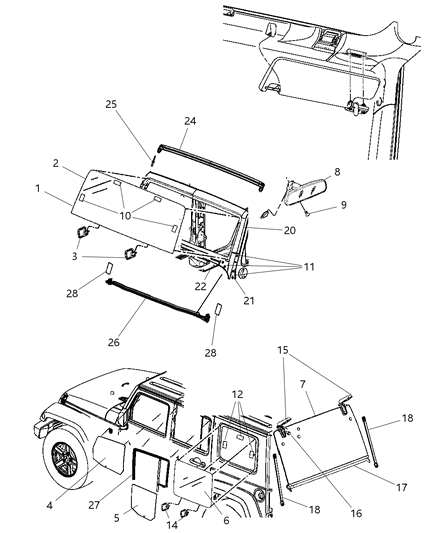 Seal Liftglass Lower To Body Diagram for 55397042AC
