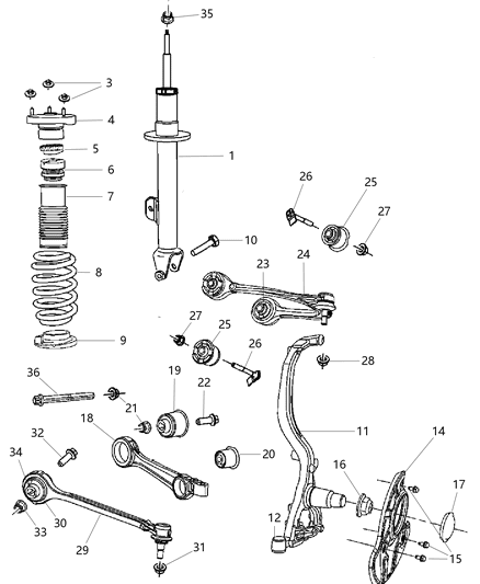 Shock Absorber Suspension Diagram for 4895519AE