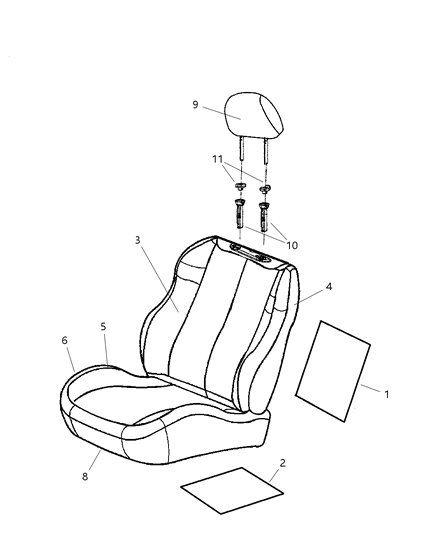 1993 Dodge Colt Cover Front Seat Cushion Diagram for XR521DVAA
