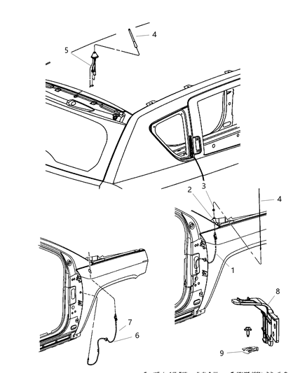 Reinforcement Antenna Mount Diagram for 5116524AA