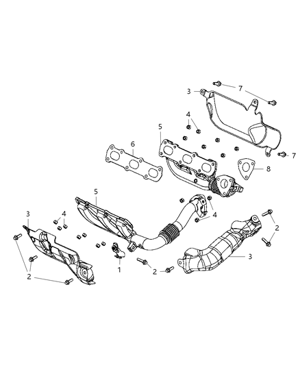 2015 Jeep Wrangler Bracket Exhaust Heat Shield Diagram for 68148180AA
