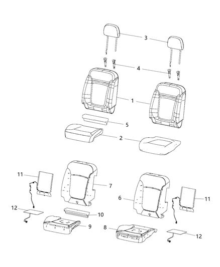 2001 Chrysler Sebring Cover Front Seat Back Diagram for 6SJ32U00AA