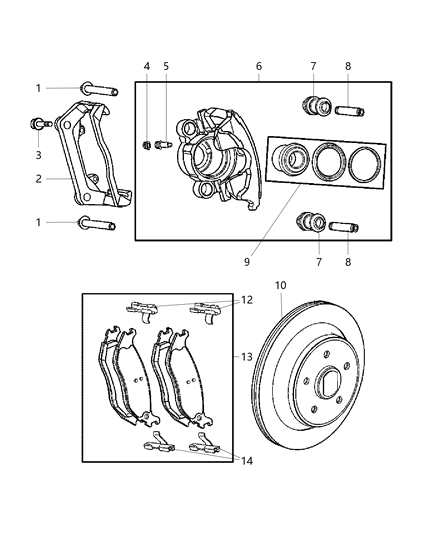 1996 Chrysler Concorde Pad Kit Rear Disc Brake Diagram for 5080563AB