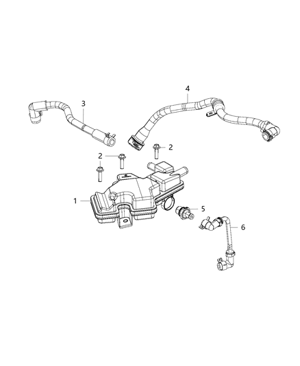 1998 Chrysler Sebring Separator Engine Oil Including PCV Valve Diagram for 4892931AB