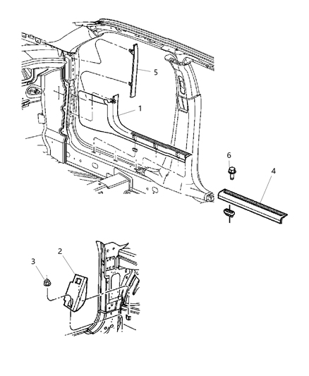 2005 Dodge Ram 2500 Molding Door Sill Rear Door Diagram for 1KL39LC5AF
