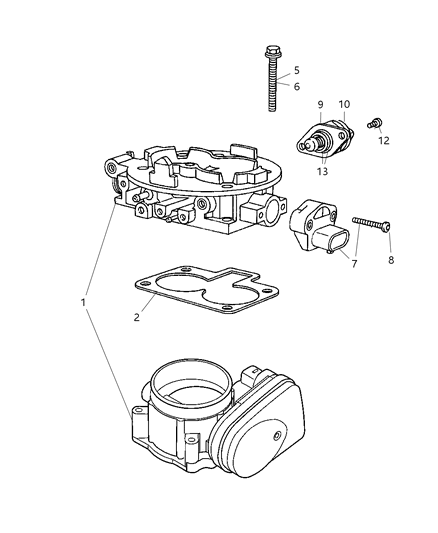 Gasket Throttle Body To Intake Diagram for 5037191AB