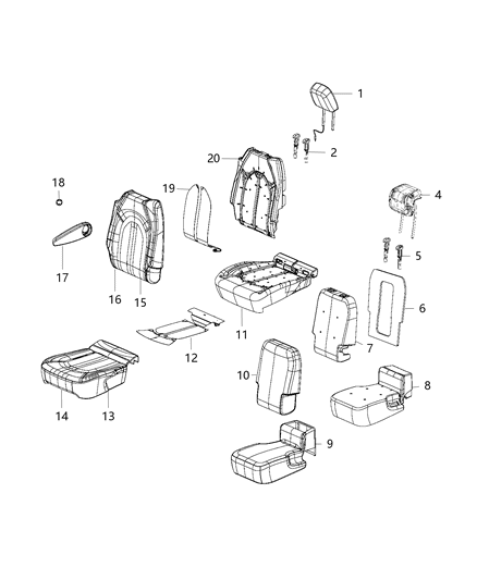 Headrest Second Row Outboard Diagram for 5SC531D2AE