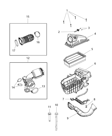 Element Air Cleaner Diagram for 68365014AA