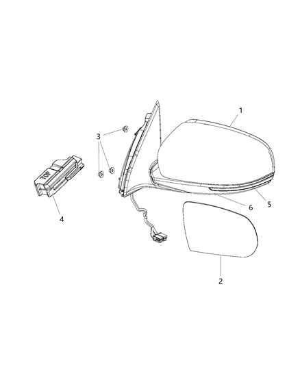 Mirror Outside Rearview Complete Assembly Diagram for 1VF52KBUAD