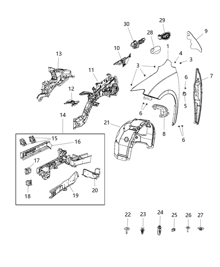 Nut Rivet Subwoofer To Floor Diagram for 6506739AA