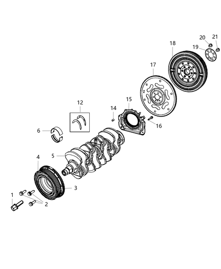 Crankshaft Kit Engine With Bearings Diagram for 68098372AA