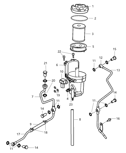 2000 Chrysler LHS Drain Fuel Filter Bowl Diagram for 5080552AA
