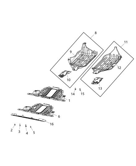 Skid Plate Oil Pan Diagram for 68274490AA