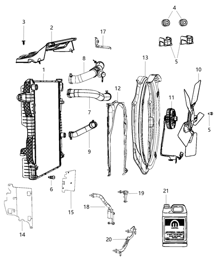 Bracket Radiator Hose Diagram for 68195735AA