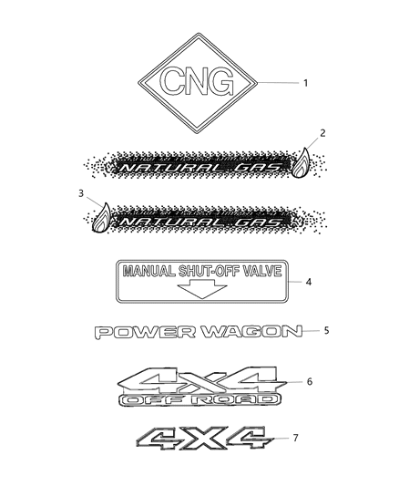 Decal 4X4 Tailgate Diagram for 6CW53HWLAA