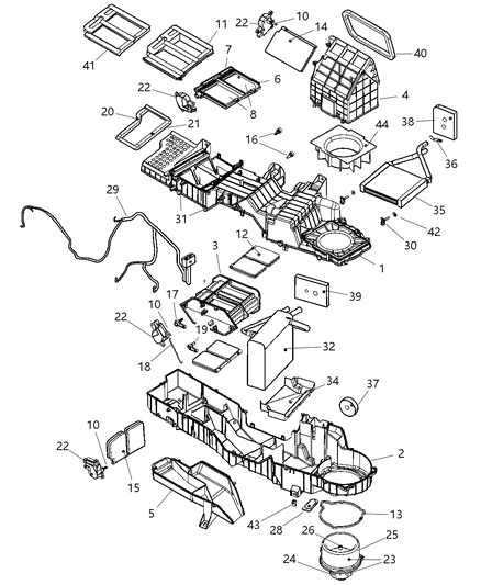 Evaporator A/C Diagram for 5140726AB