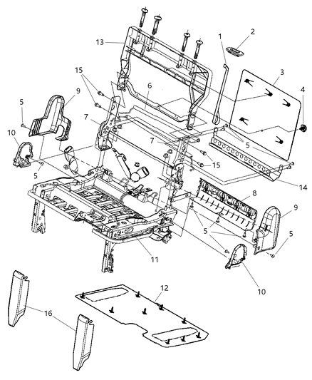 2010 Chrysler Town & Country Panel Rear Seat Back Holds Grocery Bags Diagram for 1AM151DVAA