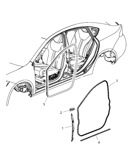 Weatherstrip Front Door Sill Secondary Diagram for 68082790AA