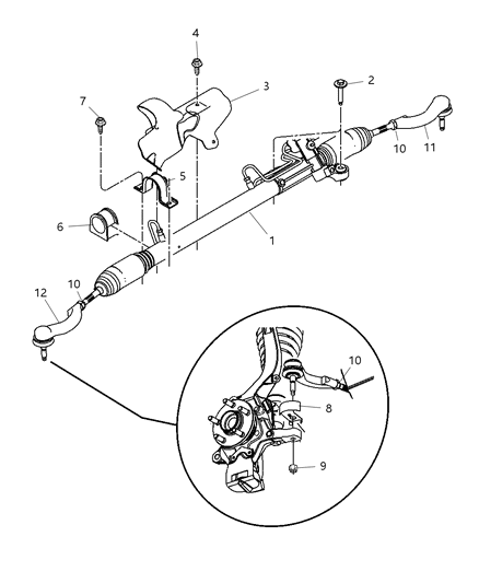 Tie Rod Steering Diagram for 2AMTR006AA