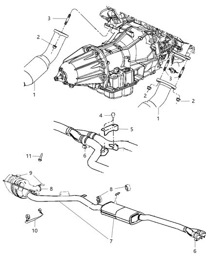 2009 Dodge Charger Pipe And Converter Front Diagram for 4578936AB