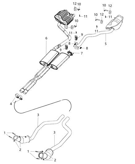 Muffler And Tailpipe Exhaust Diagram for 68271451AA