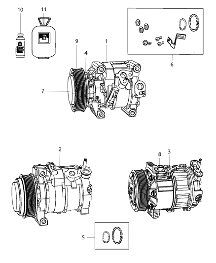 2005 Chrysler Town & Country Compressor A/C Complete Diagram for 68084914AB